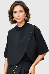 Gerade Weste mit unregelmäßigem Schnitt - Schwarz