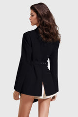 Robe blazer à rubans - Noir