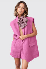 2-teiliges Set aus Weste und Shorts - Rosa