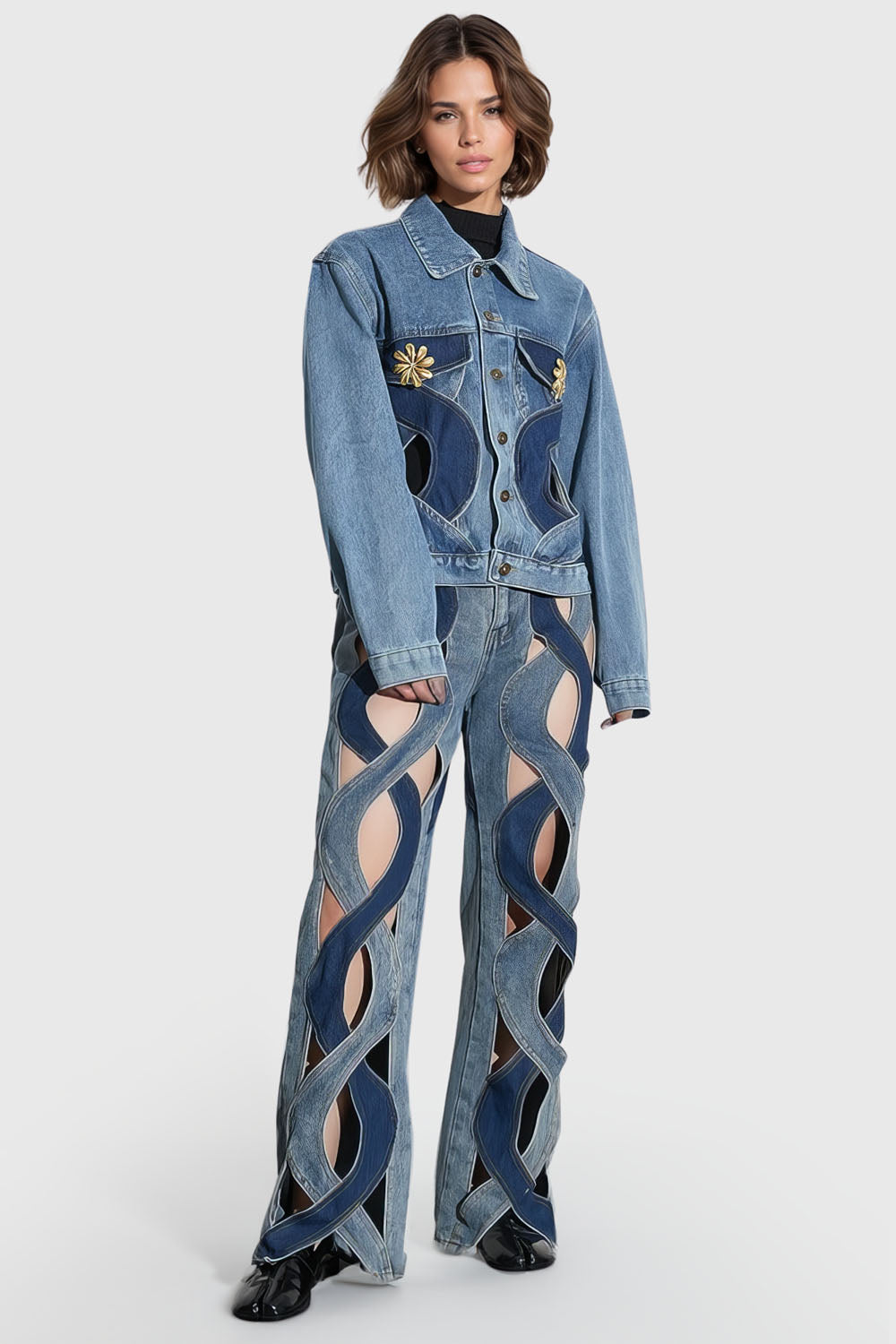 Jeansjacke „Spiral Cuts“ - Blau