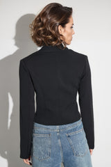 Kurze Jacke mit Reißverschluss - Schwarz