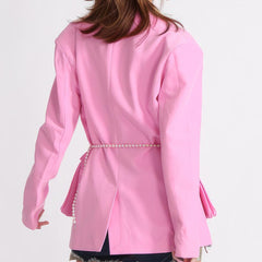 PINK Blazer with RHINESTONES CHAIN