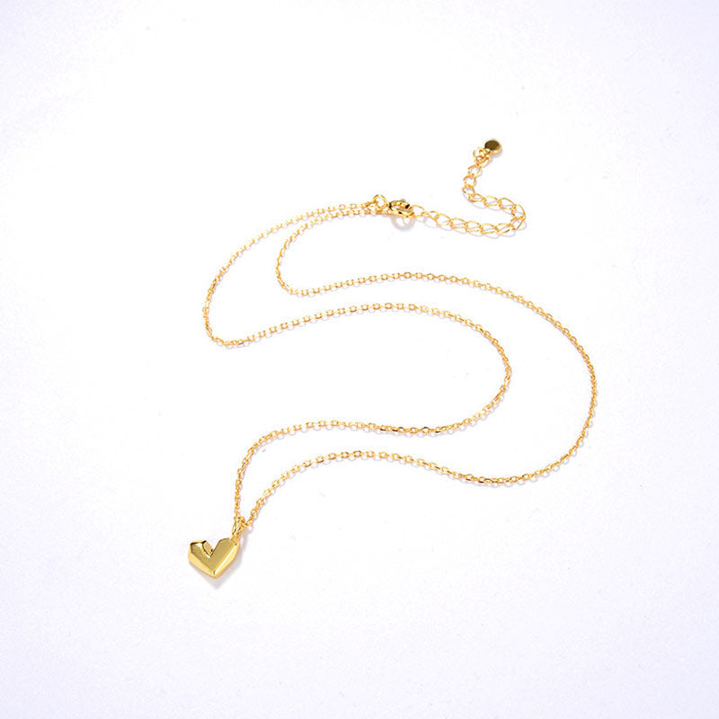 Trendy Gold Plated Sweetheart Pendant Chain NeckLace - Gold