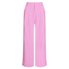 Trendy Solid Color Ankle Tie High Waist Wide Leg Pants