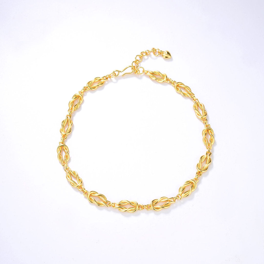 Einzigartige goldfarbene Choker-Halskette mit geflochtenen Kettengliedern – Gold