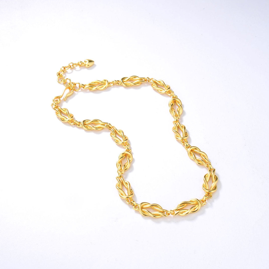 Unique Gold Tone Braided Chain Link Choker NeckLace - Gold