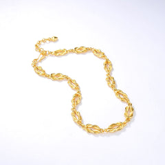 Einzigartige goldfarbene Choker-Halskette mit geflochtenen Kettengliedern – Gold