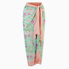 Sarong cache-cœur en mousseline de soie à imprimé floral vintage taille haute avec nœud papillon