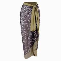 Sarong cache-cœur en mousseline de soie à imprimé floral vintage taille haute avec nœud papillon