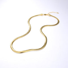 Vintage Gold Tone Snake Effect Chain Choker NeckLace - Gold