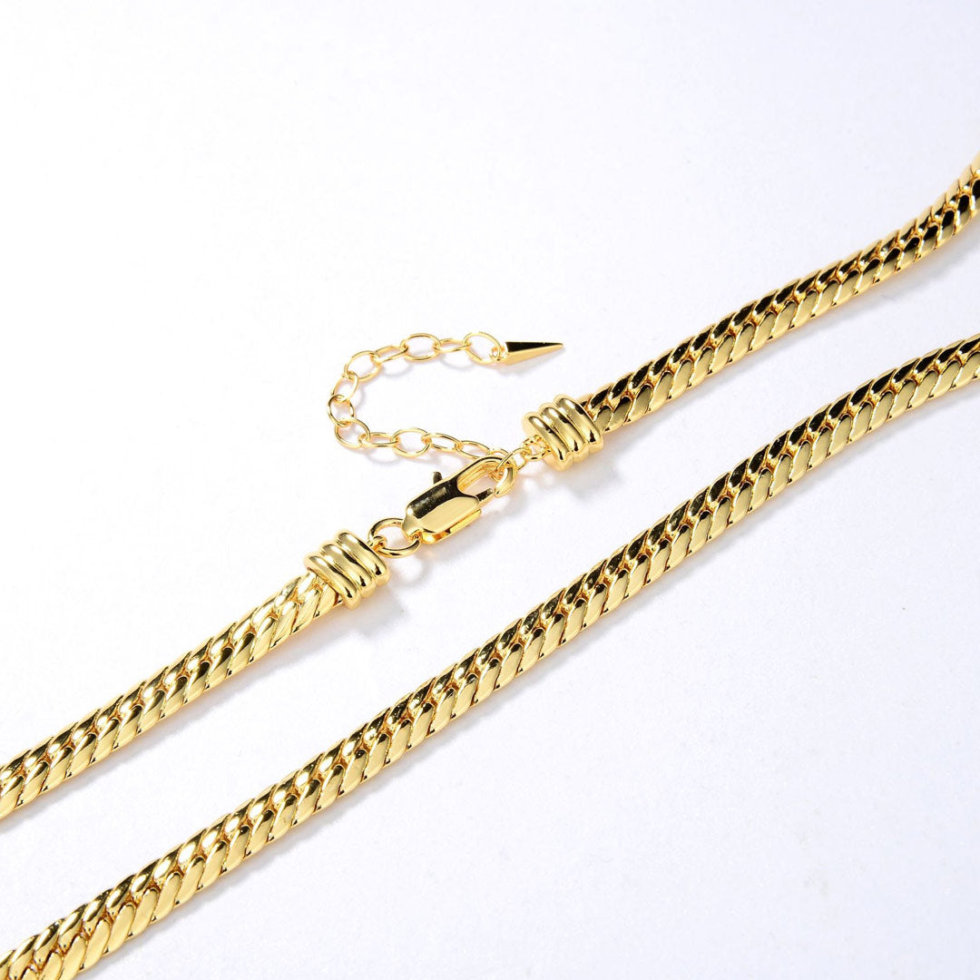 Vintage Gold Tone Snake Effect Chain Choker NeckLace - Gold