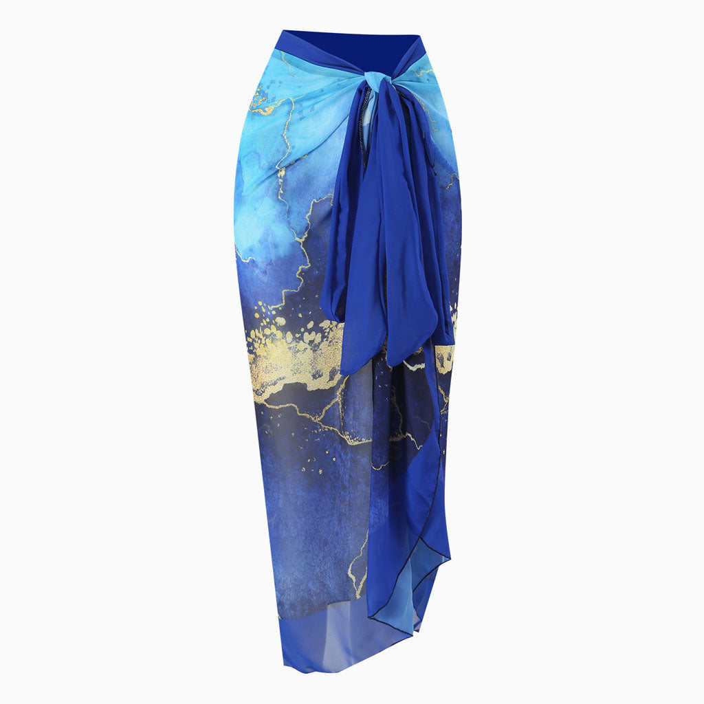 Sarong cache-cœur taille haute en mousseline de soie à imprimé vintage avec nœud papillon sur le côté