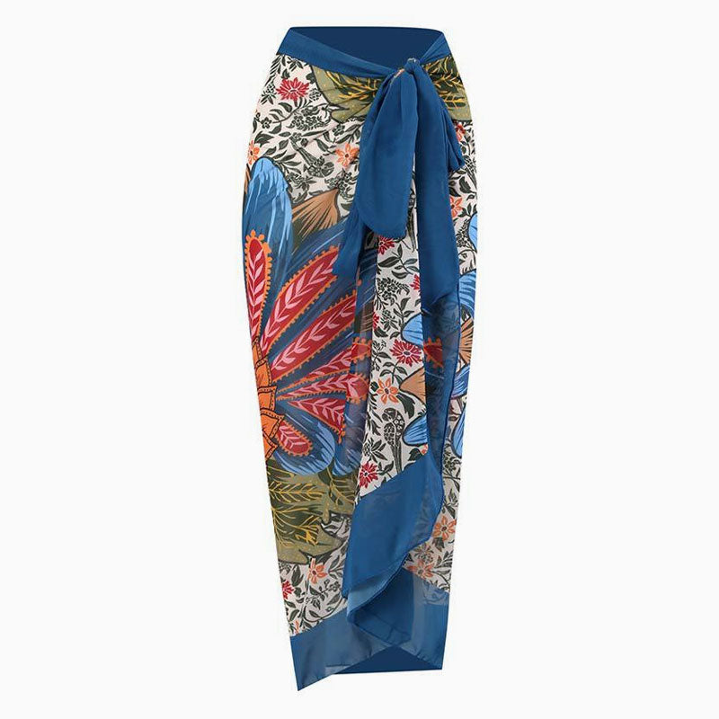 Sarong cache-cœur en mousseline de soie à imprimé vintage taille haute avec nœud papillon