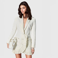 SINGLE BREASTED Blazer Dress - White