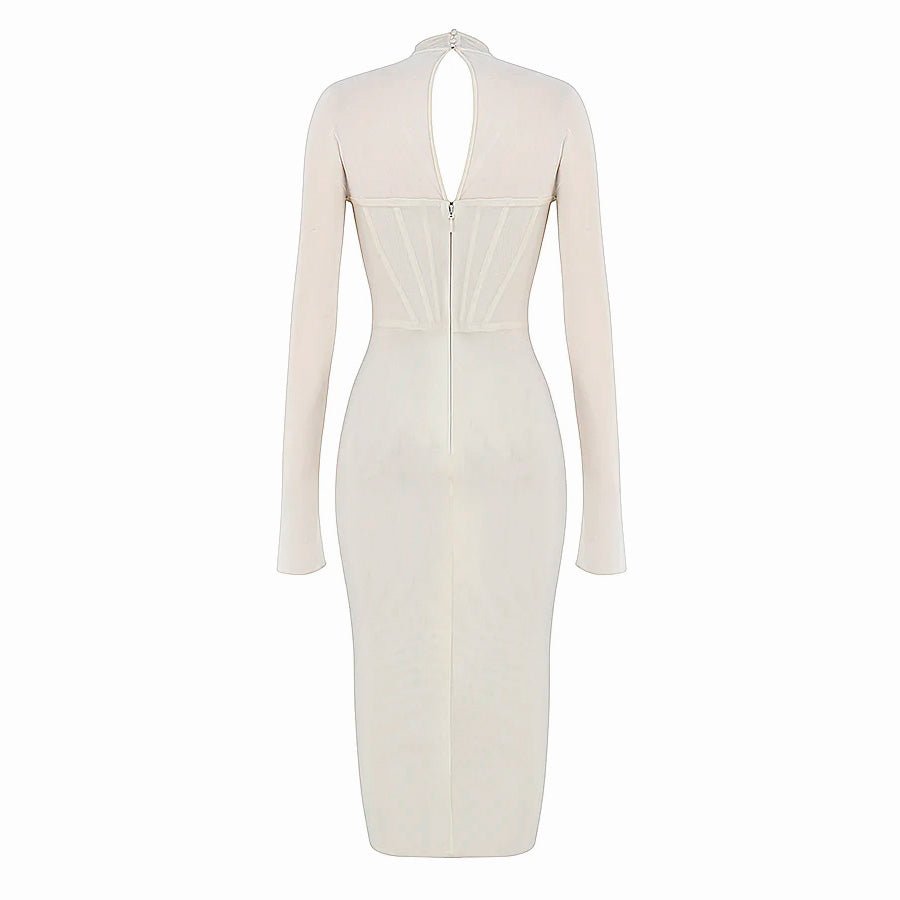 Robe midi ajourée à manches longues AIMI