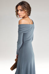 One Shoulder Midi Dress - Blue