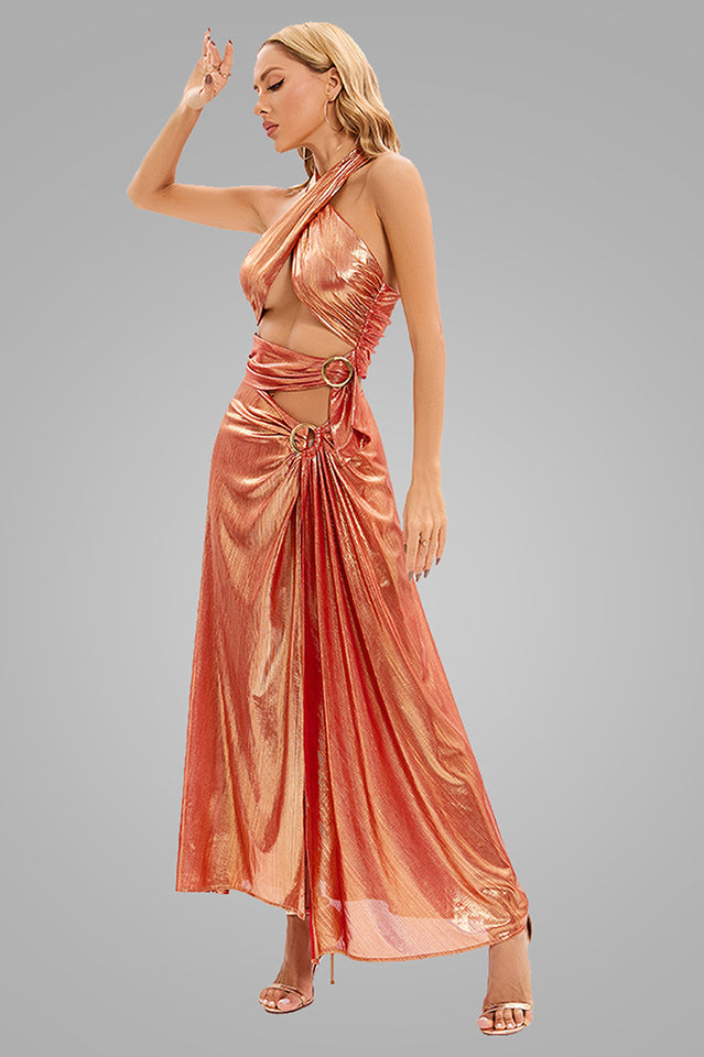 Halter Neck Cut Out Maxi Dress