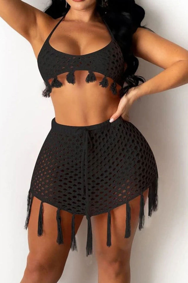 Crochet Tassel Top + Skirt Set