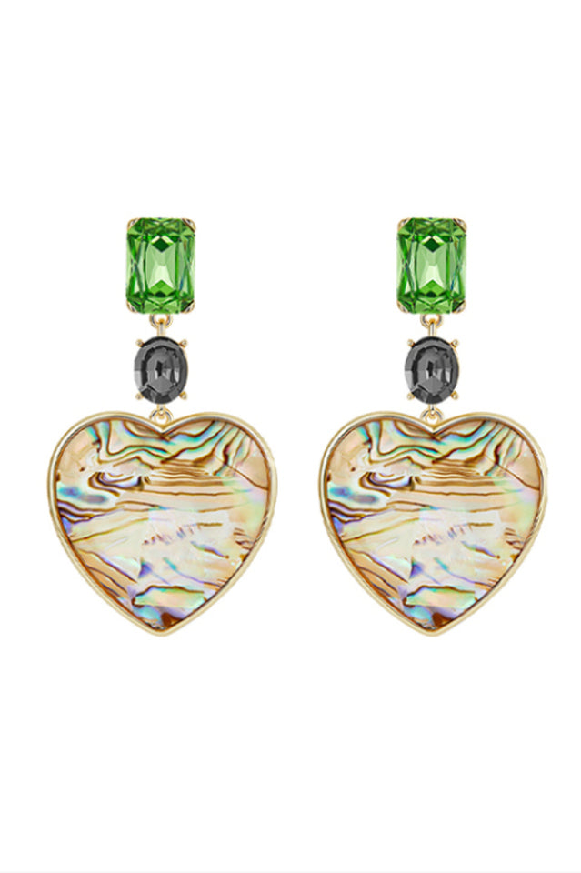 Oil Printing Heart Pendent Earrings