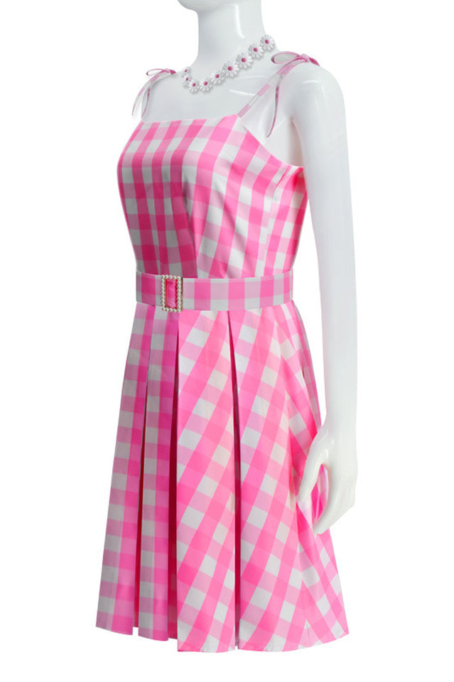 Robe à carreaux rose du film Barbie Margot