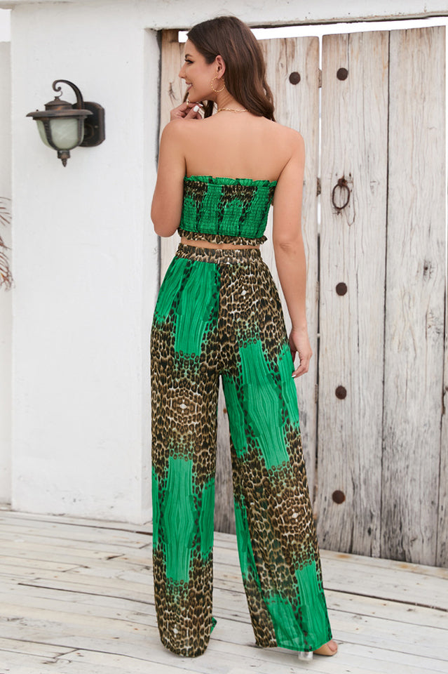 Crimped Top-Pant Printed 2pc Set