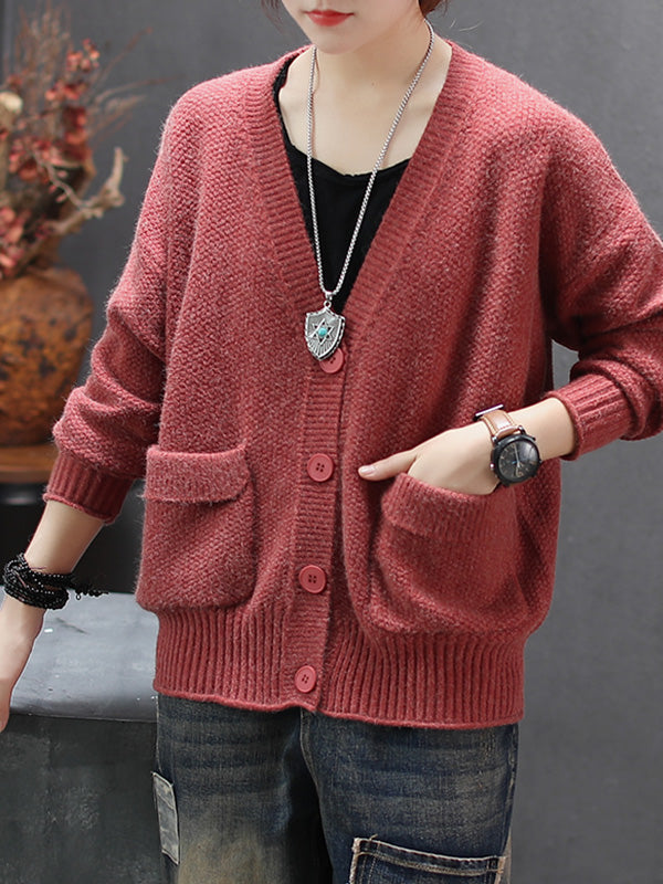 Pull cardigan à fil en avant