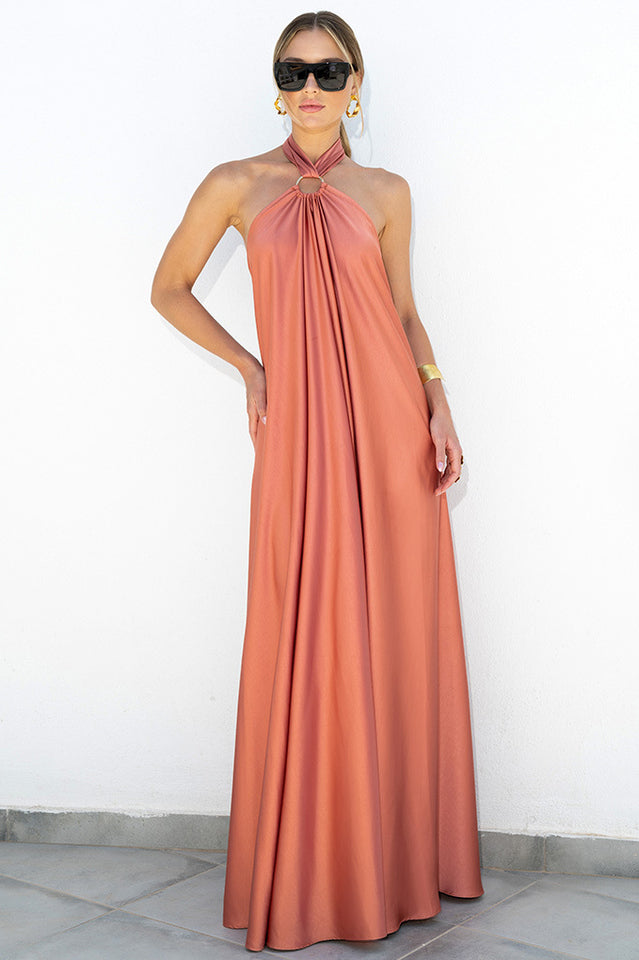 Ofelia Neckholder-Maxikleid mit Schleife