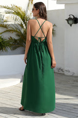 Sleeveless Lace-Up Backless Maxi Dress