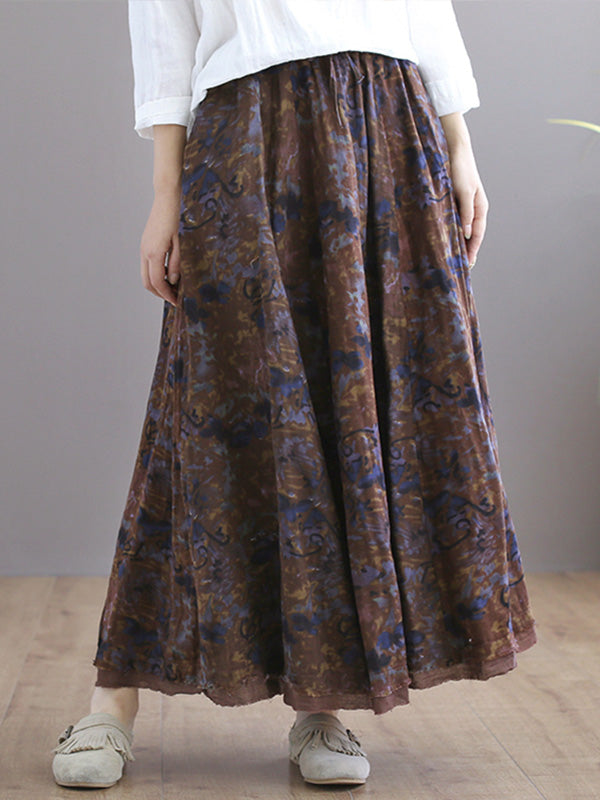 Double Layers Floral Printing Skirt