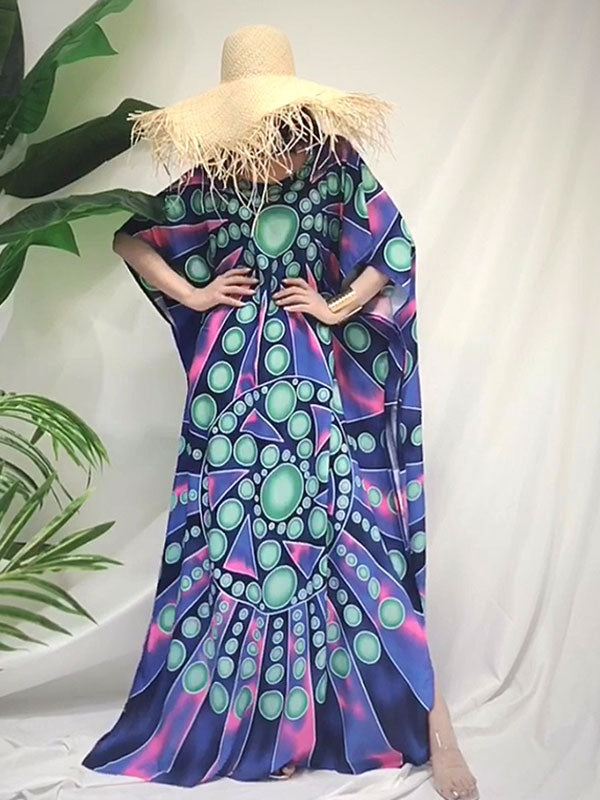 Robe longue bohème à imprimé rétro et ambiance disco