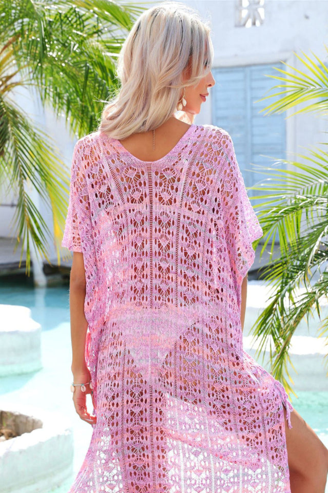 Side Slit Plunge Openwork Cover-Up