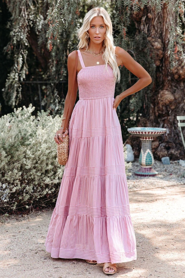 Swing Plissiertes Maxi-Boho-Kleid