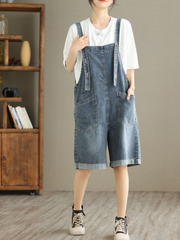 Salopette courte taille haute en denim All You Need