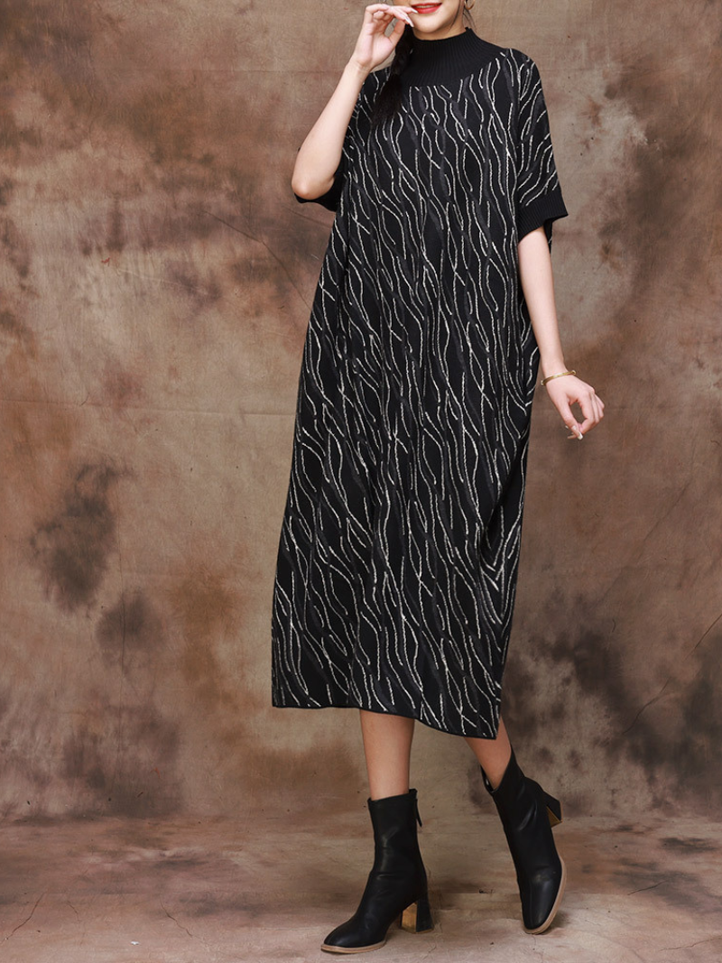 Chic Comfort Flower Knitted Midi Dress