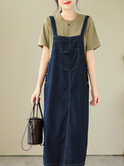 Never Loose Hope – Lockeres Salopette-Kleid mit Rundhalsausschnitt