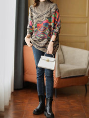 Thickened Knitted Loose Half-High Collar Long-Sleeved Sweater