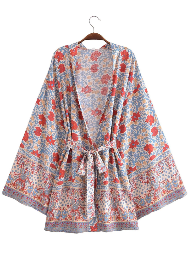 Holding My Heart Cotton Floral Short Kimono Jacket