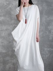 solid color long maxi dress loose bat sleeve long skirt