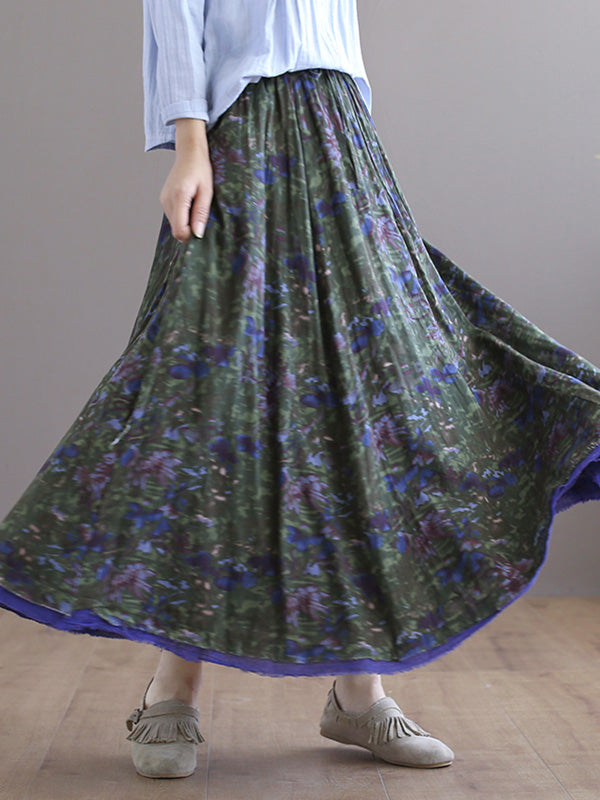 Double Layers Floral Printing Skirt