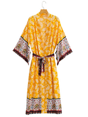 Robe longue kimono, robe de chambre, kimono imprimé, kimono bohème, vêtements de détente
