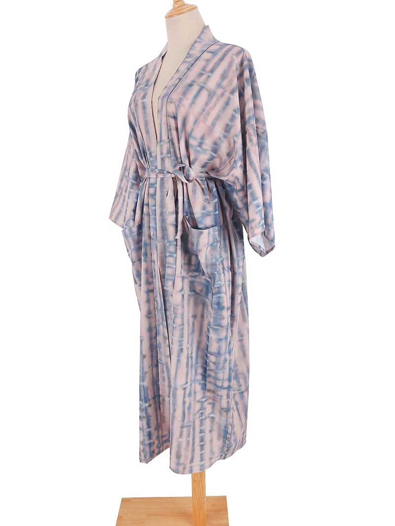 Robe longue kimono en rayonne à imprimé tie-dye de différentes couleurs