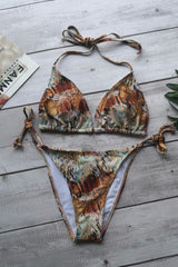 Colorful Print Push Up Brazilian Swimsuit