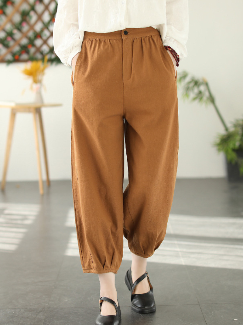 Pantalon sarouel long et ample à taille élastique pour femme