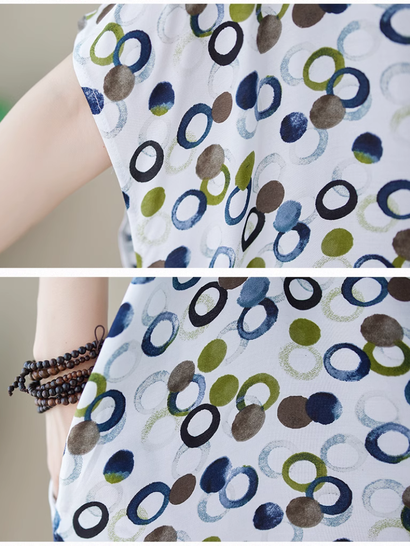 Beach Big Dots Bedrucktes Kaftankleid mit V-Ausschnitt