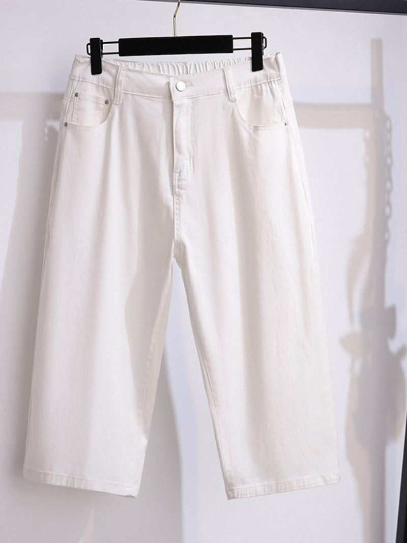 denim pants high waist thin loose straight elastic wide leg bottom