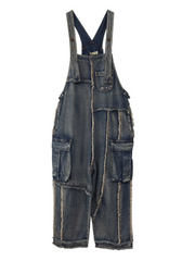Lockerer, dünner Denim-Overall mit hoher Taille