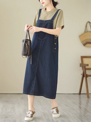 Never Loose Hope – Lockeres Salopette-Kleid mit Rundhalsausschnitt