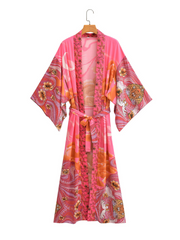 Herbst Rosa Sternenhimmel Lange Strickjacke Kimono Jacke