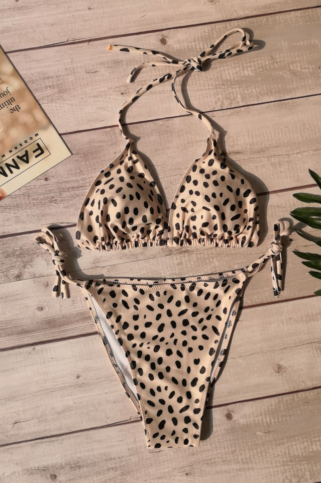 Polka Dot Print Push Up Brazilian Swimsuit