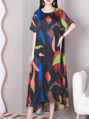 Stay Happy Round Neck A-line Dress